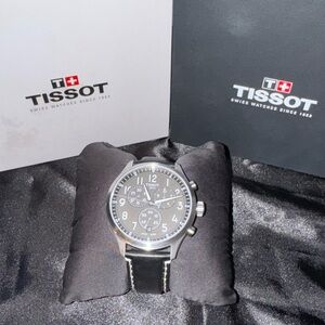 Authentic Tissot Swiss Watch (CHRONOGRAPH XL 45M) - Silver and Black Men's Watch